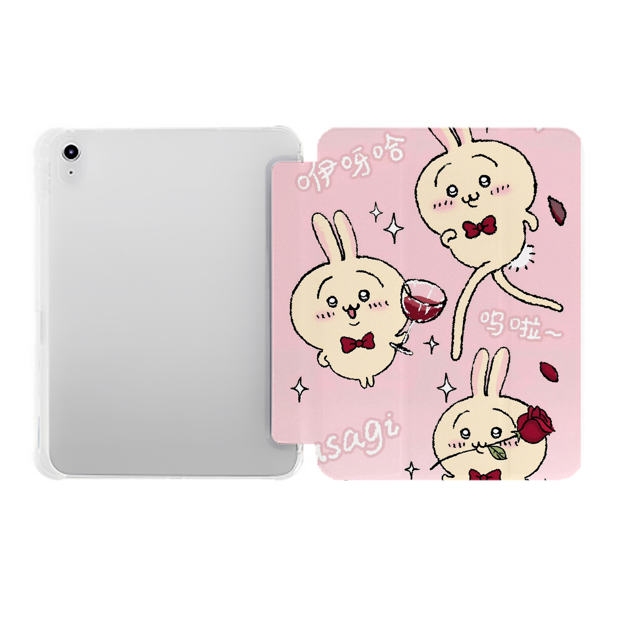 （画像用） ちいかわ Chii-kawa IPad ケース ペン収納付き 三つ折りスタンド PUレザー×シリコン 対応機種9.5/10.5/10.9インチ